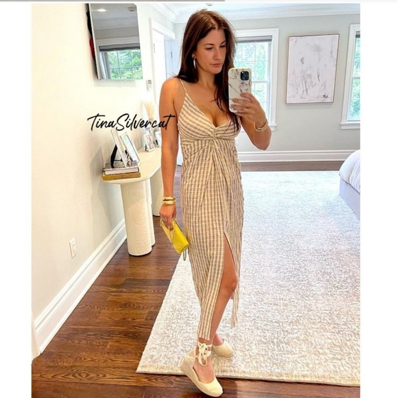 NWT Zara gingham wrap sexy midi dress sundress Medium Easter M 6 8 - Picture 3 of 14